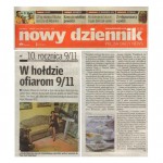 Slabisz, Aleksandra, "W holdzie ofiarom 9/11", Polish Daily News, New York, September 2011.