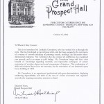 Letter from the Grand Prospect Hall